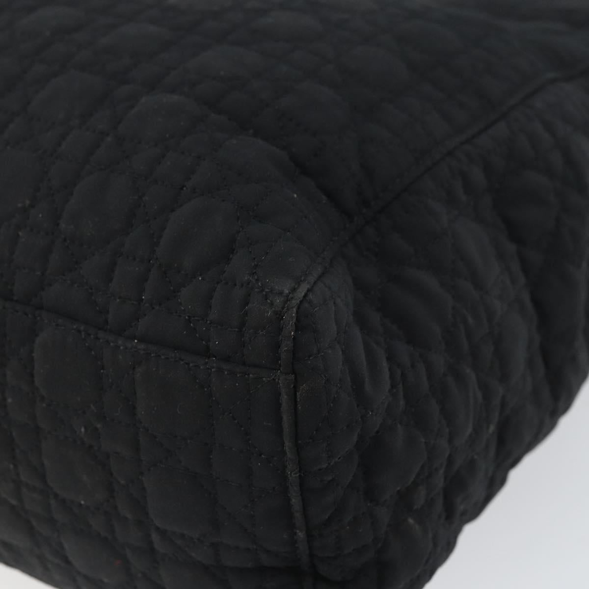 Christian Dior Lady Dior Canage Hand Bag Nylon Black Gold Auth 163634