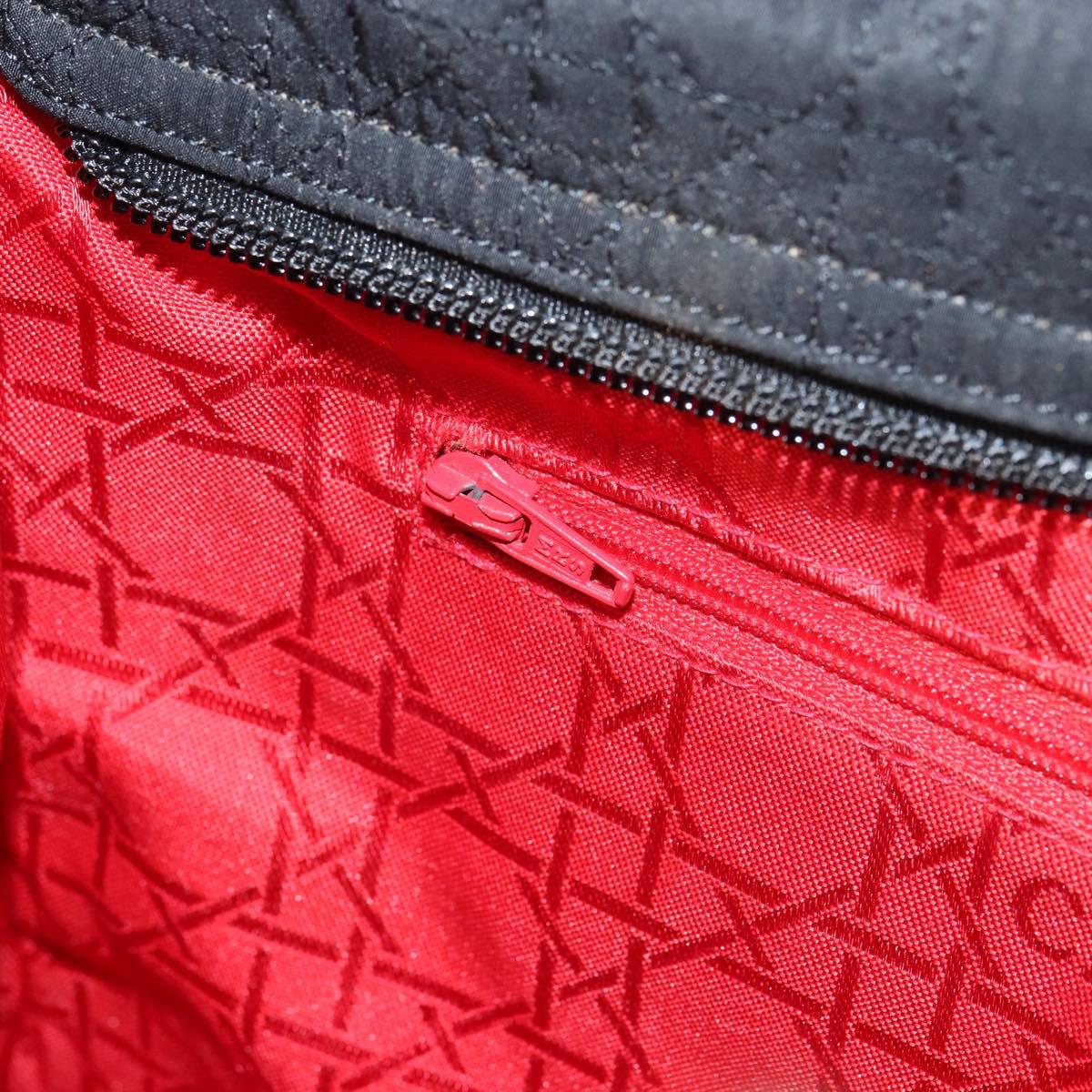 Christian Dior Lady Dior Canage Hand Bag Nylon Black Gold Auth 163634