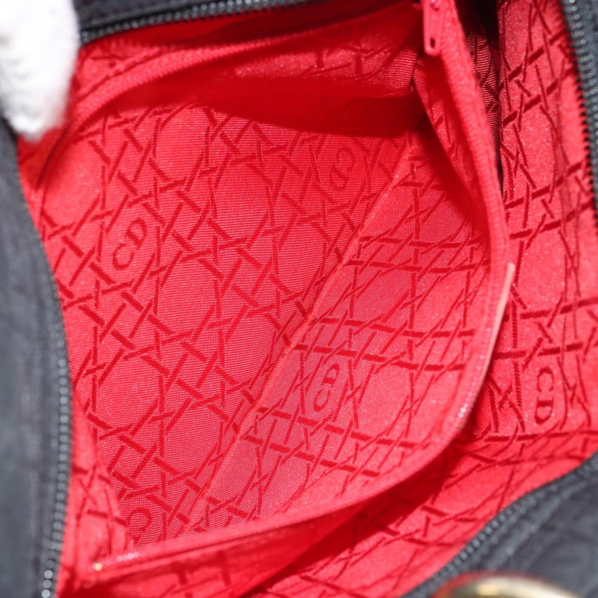 Christian Dior Lady Dior Canage Hand Bag Nylon Black Gold Auth 163634