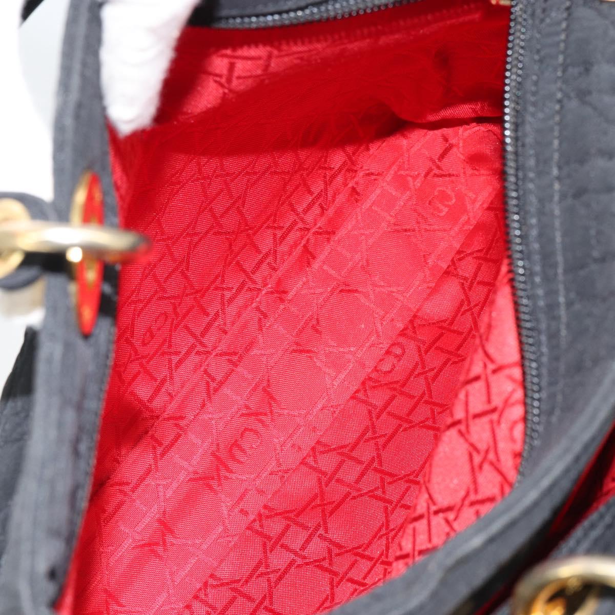 Christian Dior Lady Dior Canage Hand Bag Nylon Black Gold Auth 163634