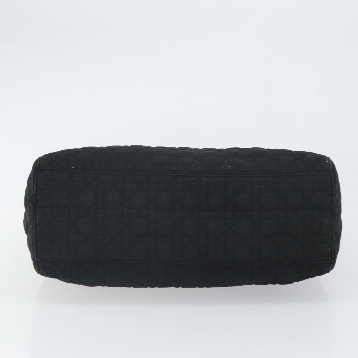 Christian Dior Lady Dior Canage Hand Bag Nylon Black Gold Auth 163634