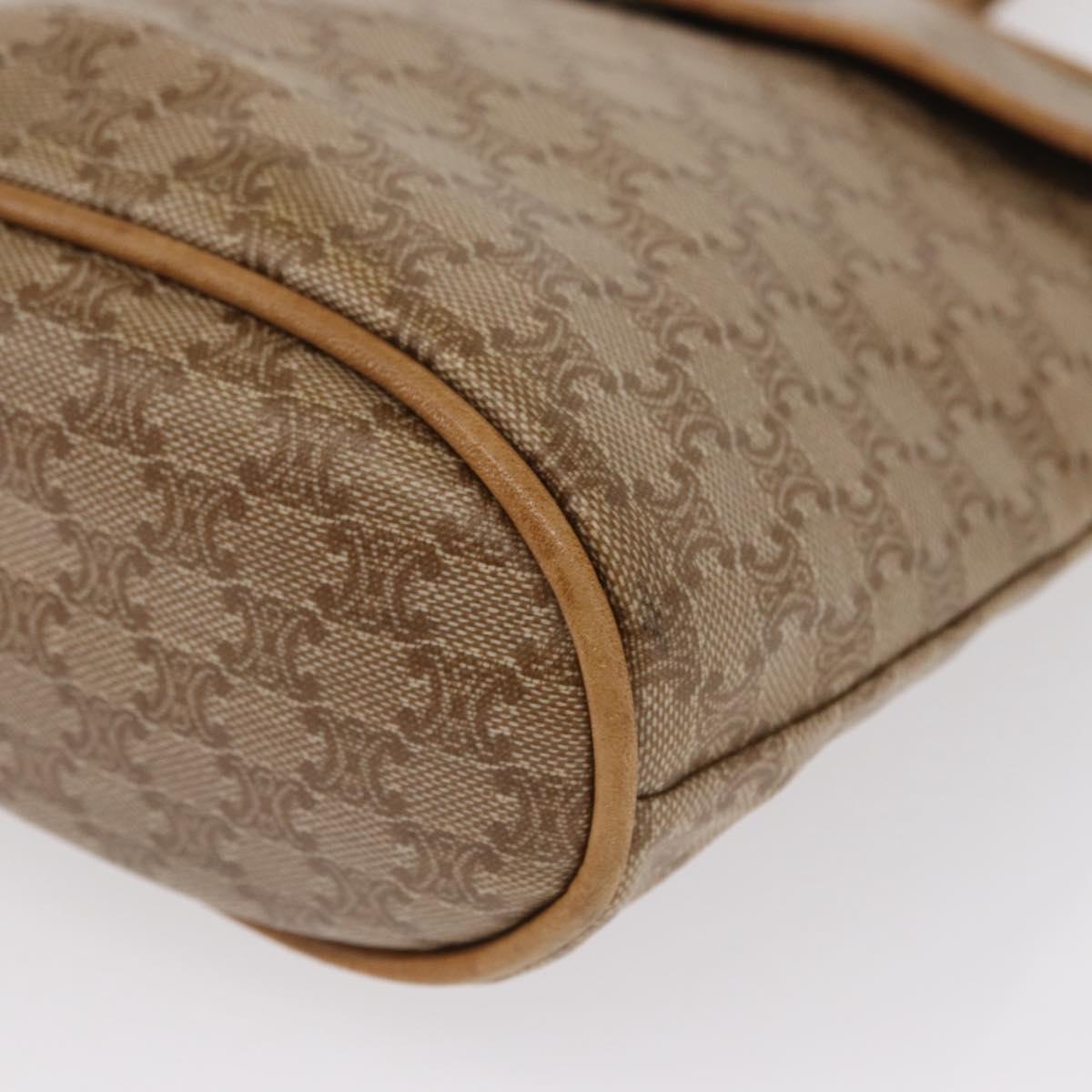 CELINE Macadam Canvas Hand Bag PVC Beige Gold Auth 163635
