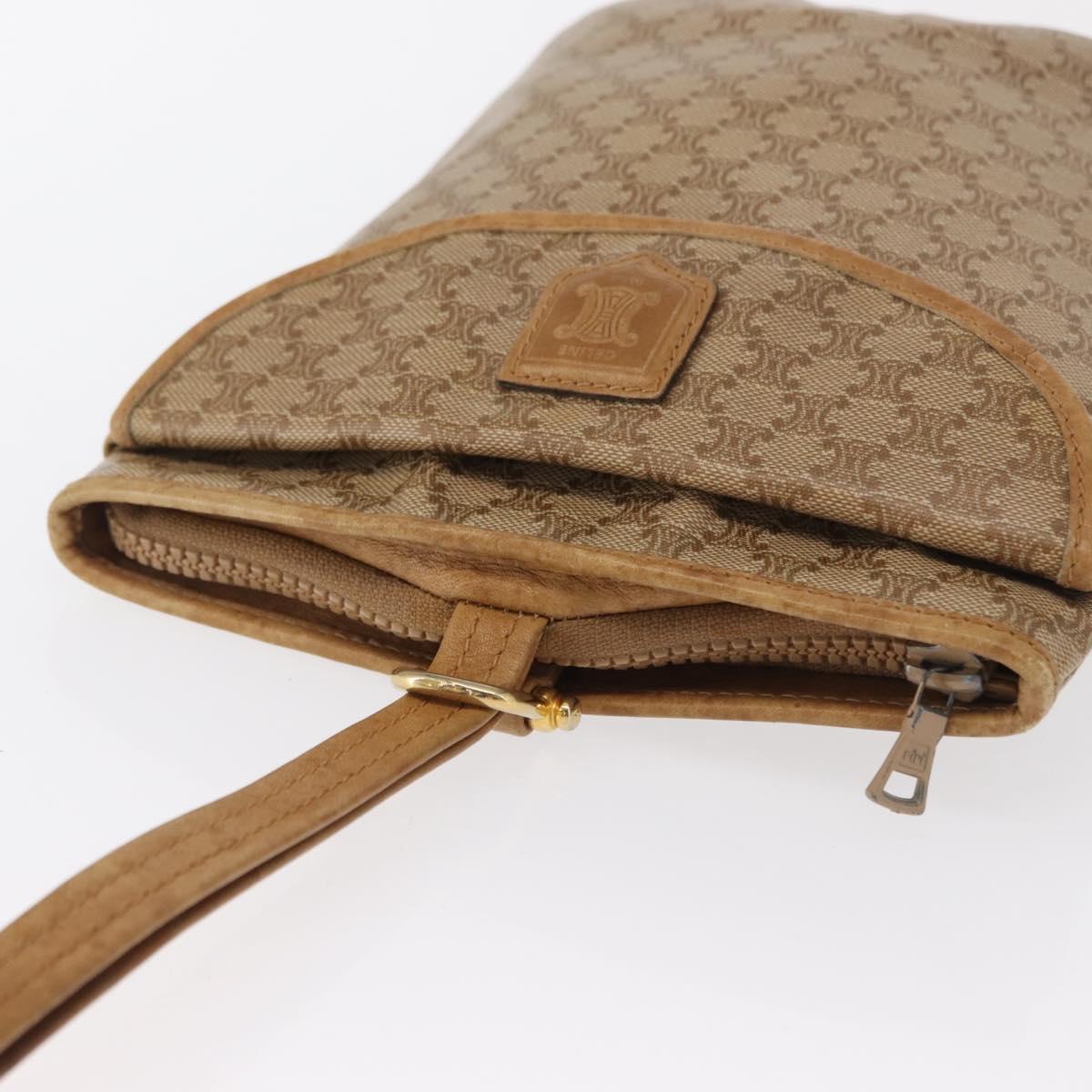 CELINE Macadam Canvas Hand Bag PVC Beige Gold Auth 163635