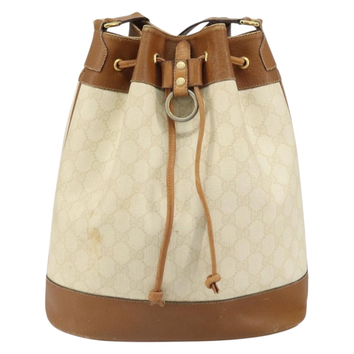 GUCCI GG Supreme Shoulder Bag PVC White Gold 41 02 085 Auth 163636