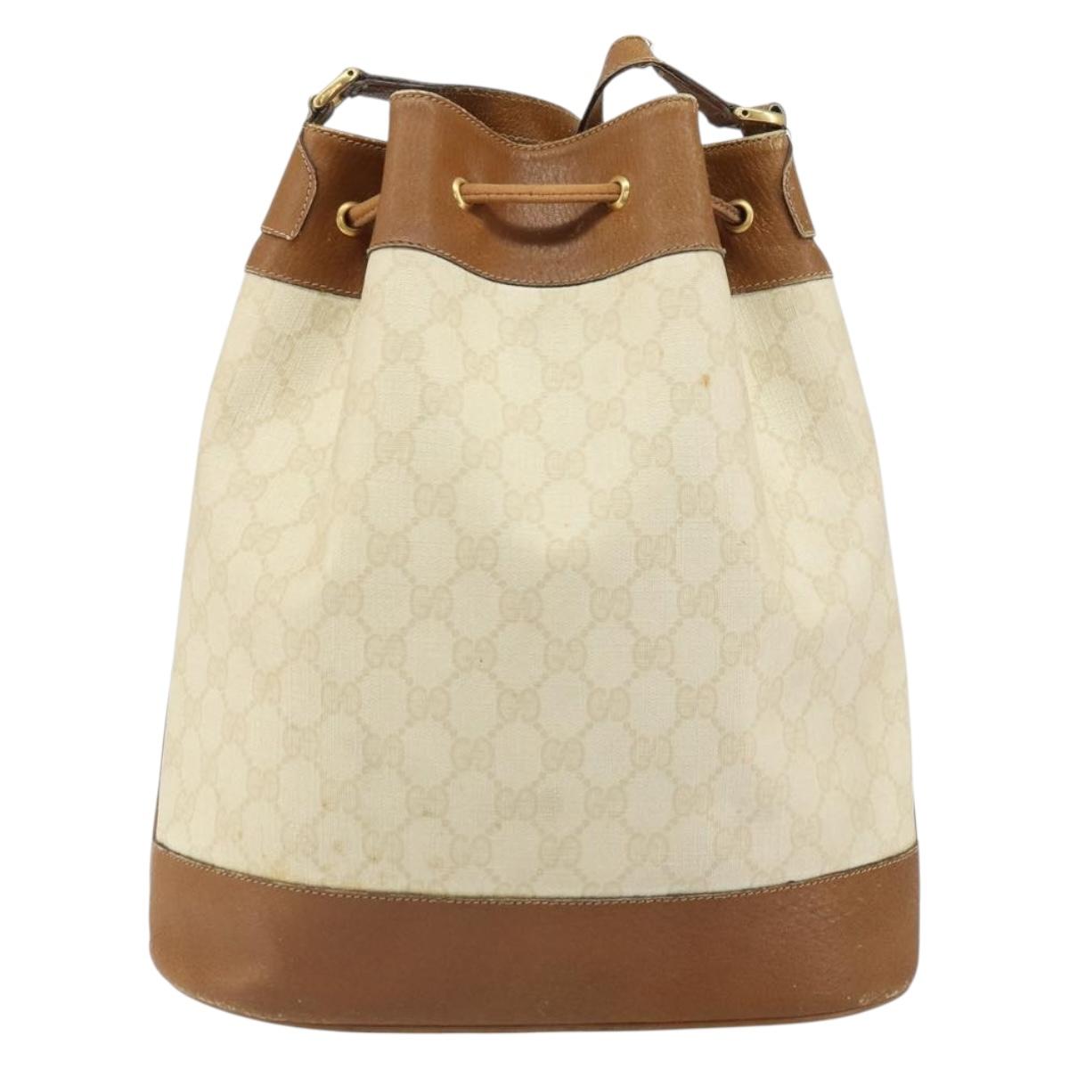 GUCCI GG Supreme Shoulder Bag PVC White Gold 41 02 085 Auth 163636