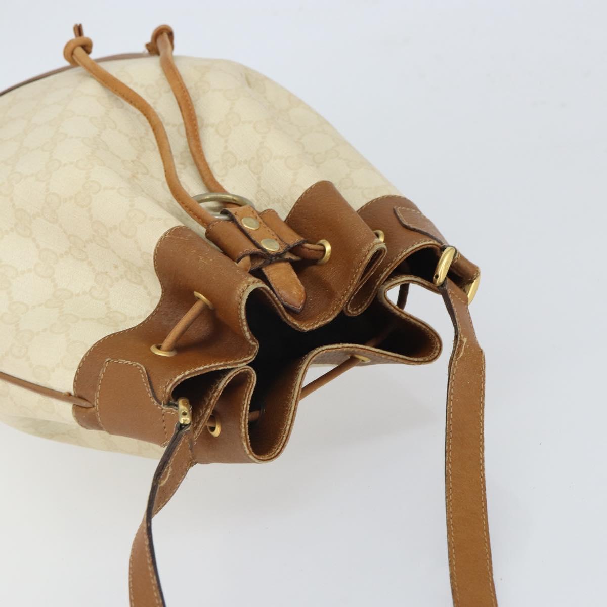 GUCCI GG Supreme Shoulder Bag PVC White Gold 41 02 085 Auth 163636
