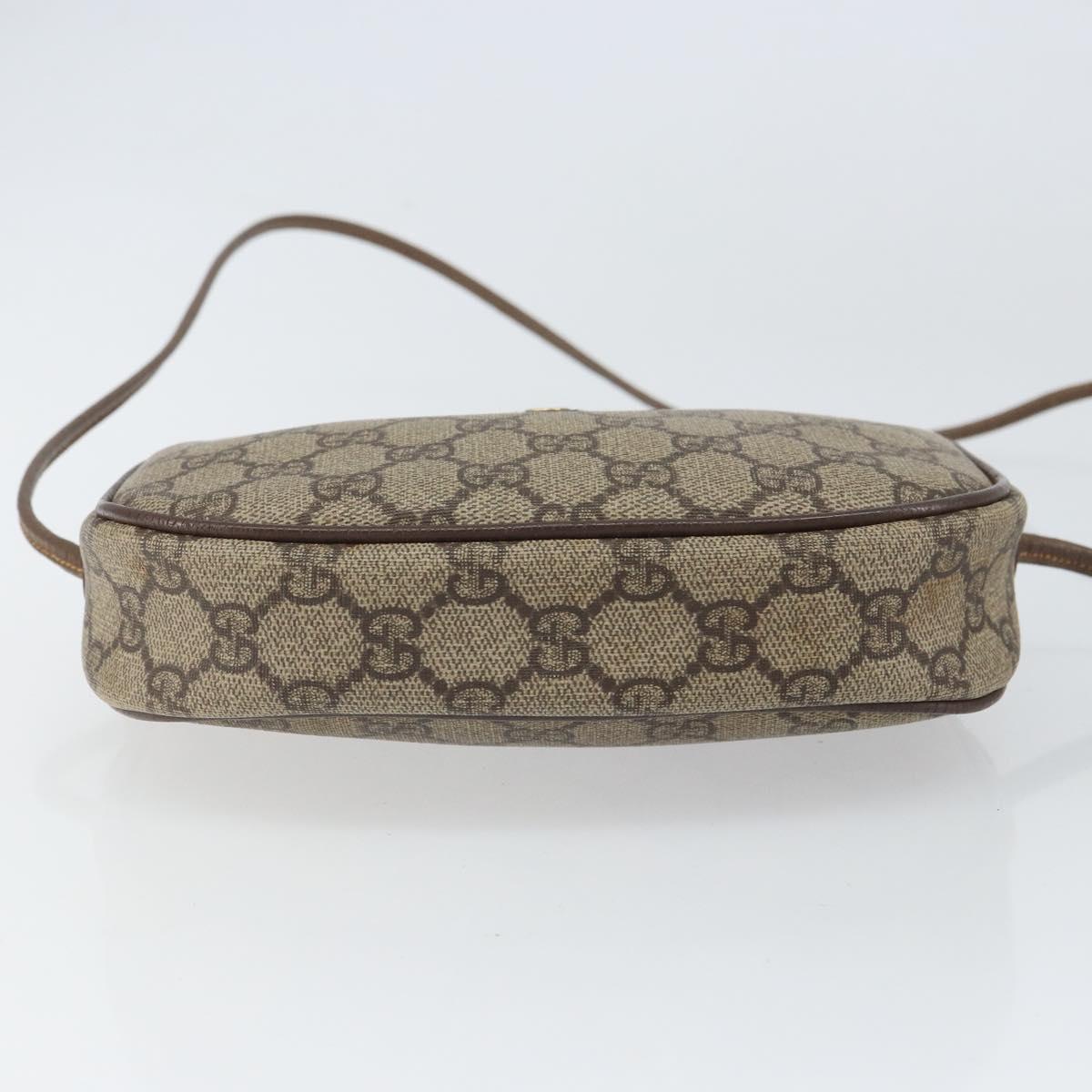 GUCCI GG Supreme Web Sherry Line Shoulder Bag PVC Beige Gold Auth 163639