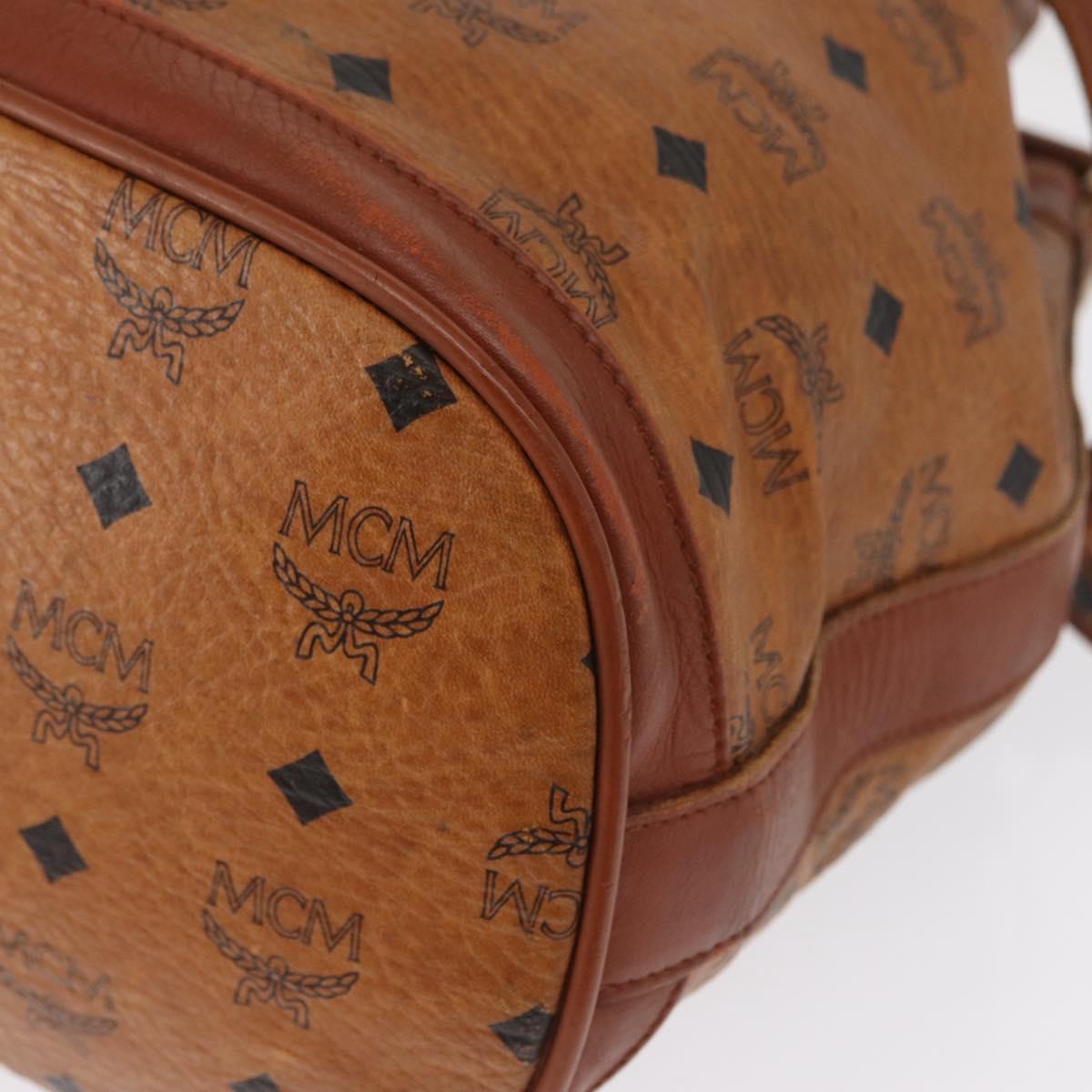 MCM Logogram Vicetos Shoulder Bag PVC Leather Brown Gold Auth 163640