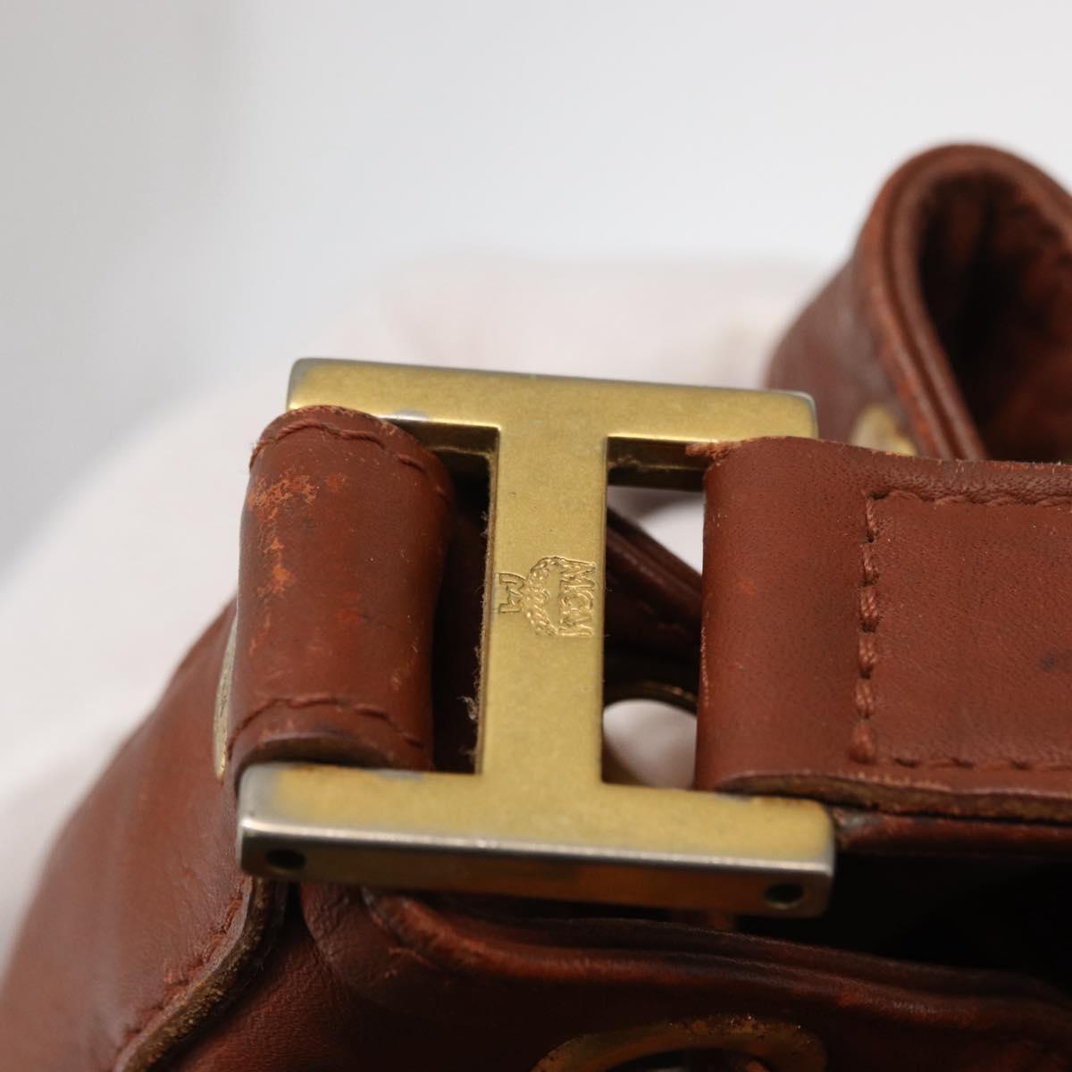 MCM Logogram Vicetos Shoulder Bag PVC Leather Brown Gold Auth 163640