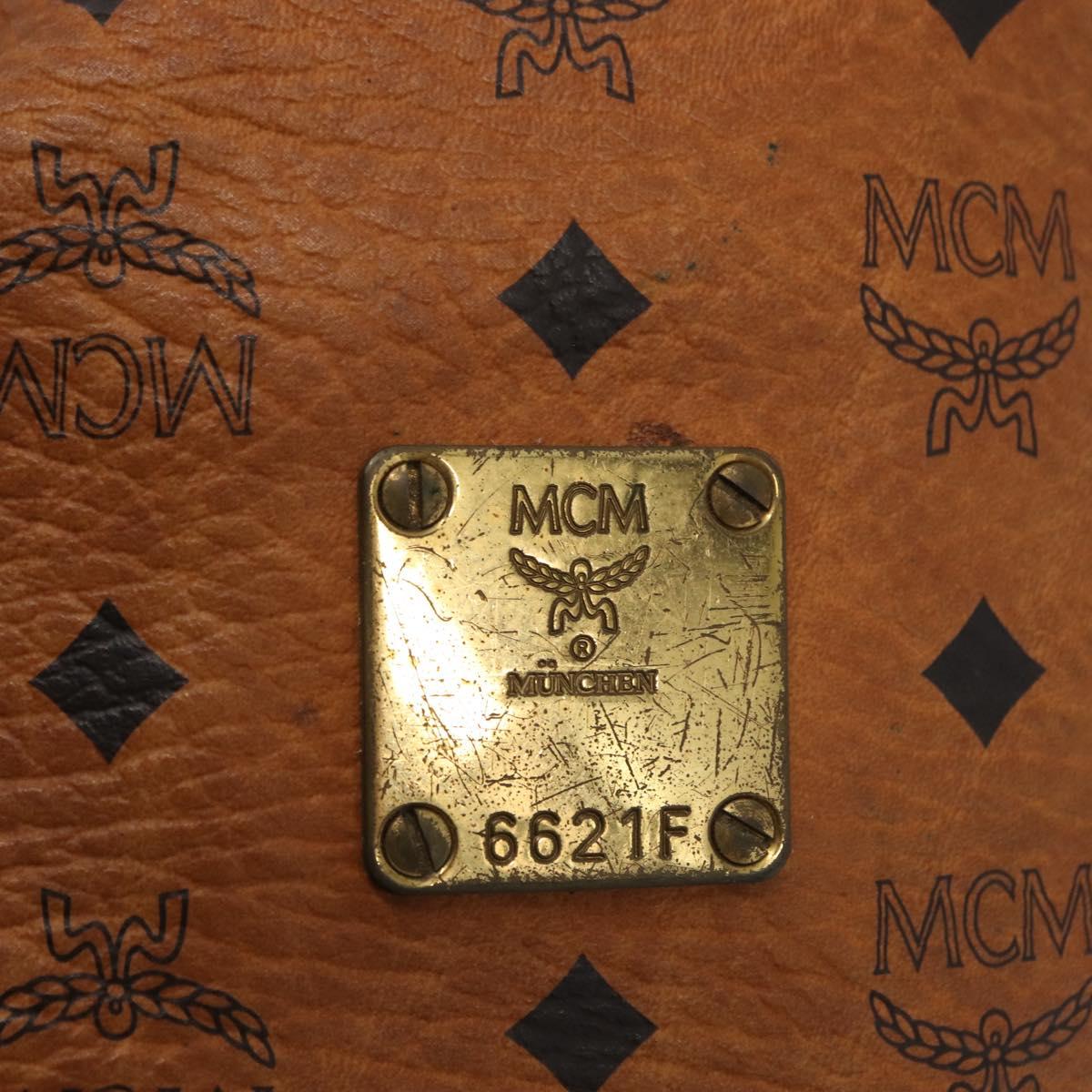 MCM Logogram Vicetos Shoulder Bag PVC Leather Brown Gold Auth 163640