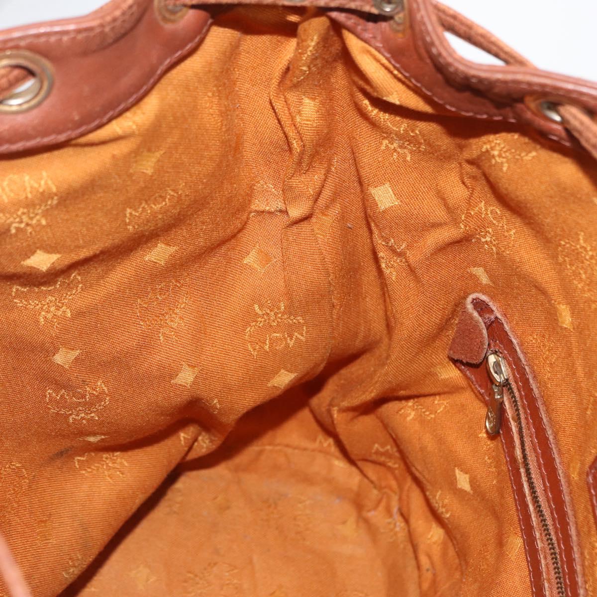 MCM Logogram Vicetos Shoulder Bag PVC Leather Brown Gold Auth 163640