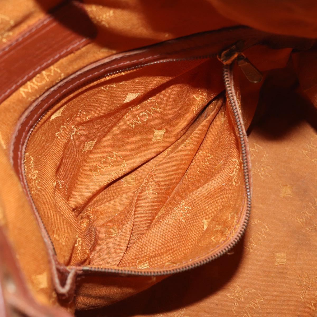 MCM Logogram Vicetos Shoulder Bag PVC Leather Brown Gold Auth 163640