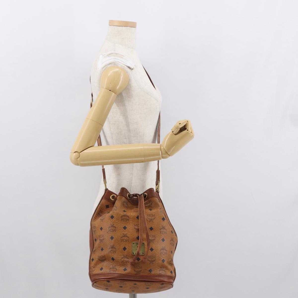 MCM Logogram Vicetos Shoulder Bag PVC Leather Brown Gold Auth 163640