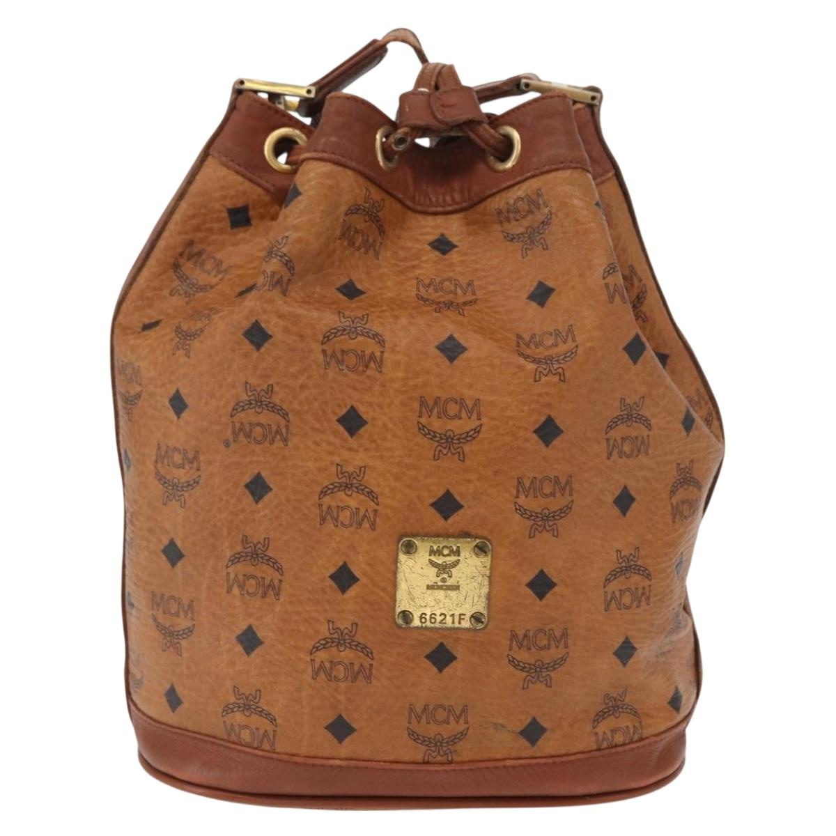 MCM Logogram Vicetos Shoulder Bag PVC Leather Brown Gold Auth 163640