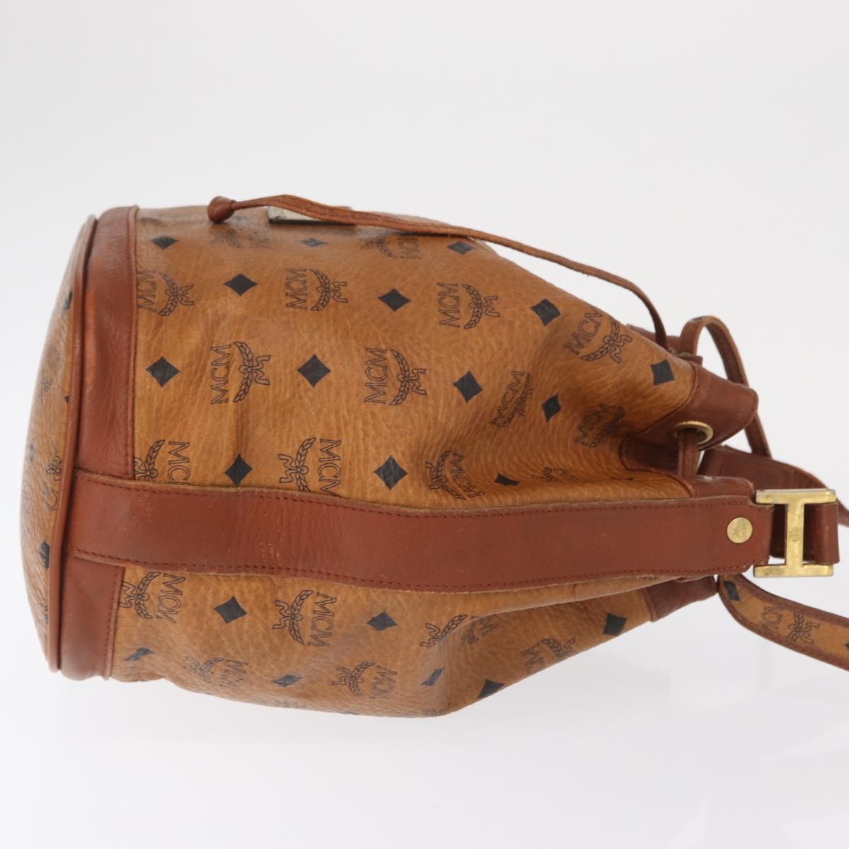 MCM Logogram Vicetos Shoulder Bag PVC Leather Brown Gold Auth 163640