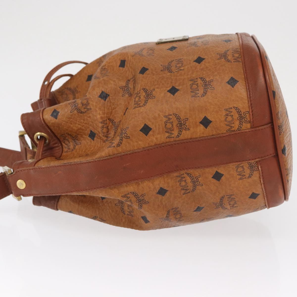 MCM Logogram Vicetos Shoulder Bag PVC Leather Brown Gold Auth 163640
