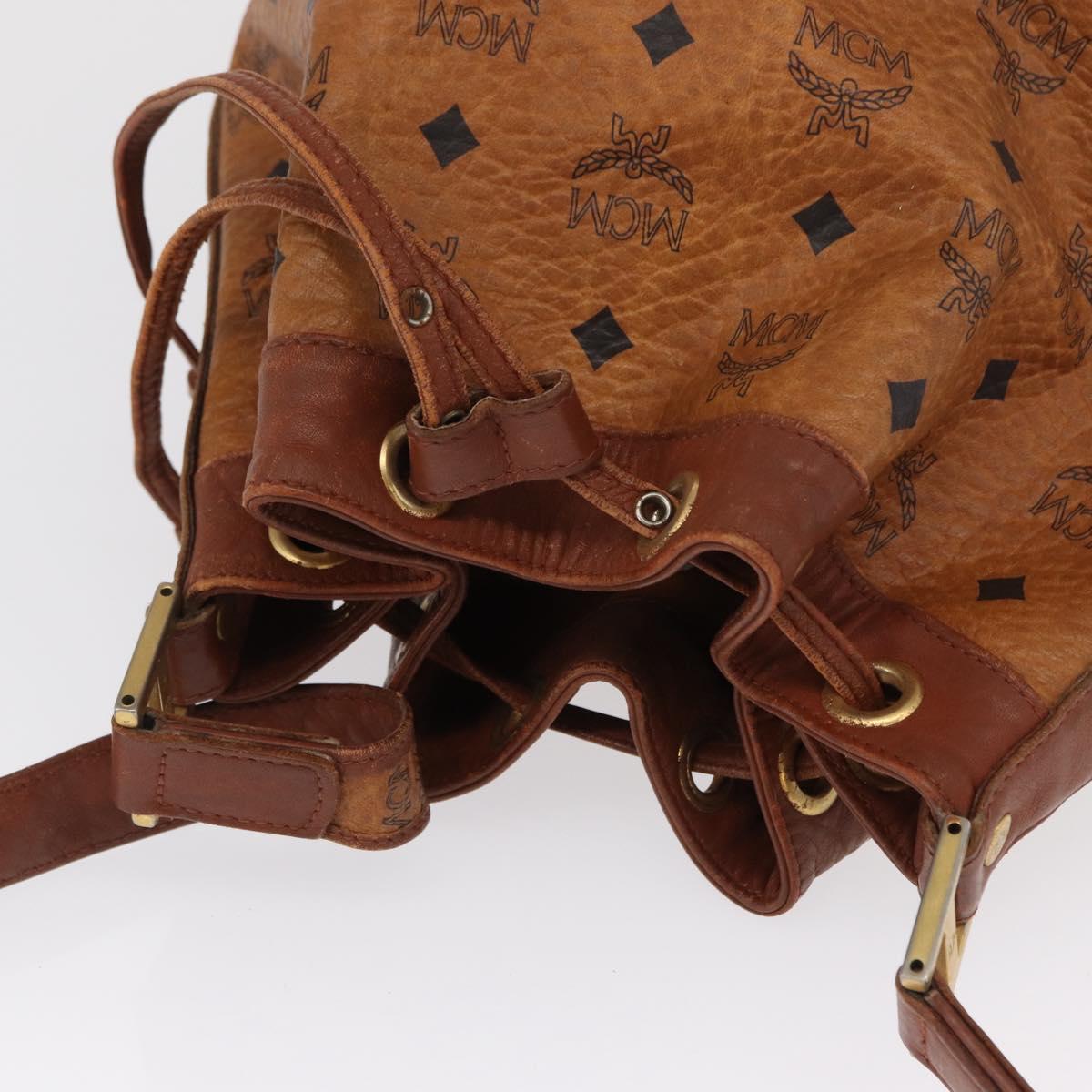 MCM Logogram Vicetos Shoulder Bag PVC Leather Brown Gold Auth 163640