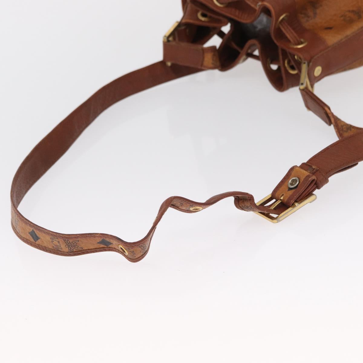 MCM Logogram Vicetos Shoulder Bag PVC Leather Brown Gold Auth 163640