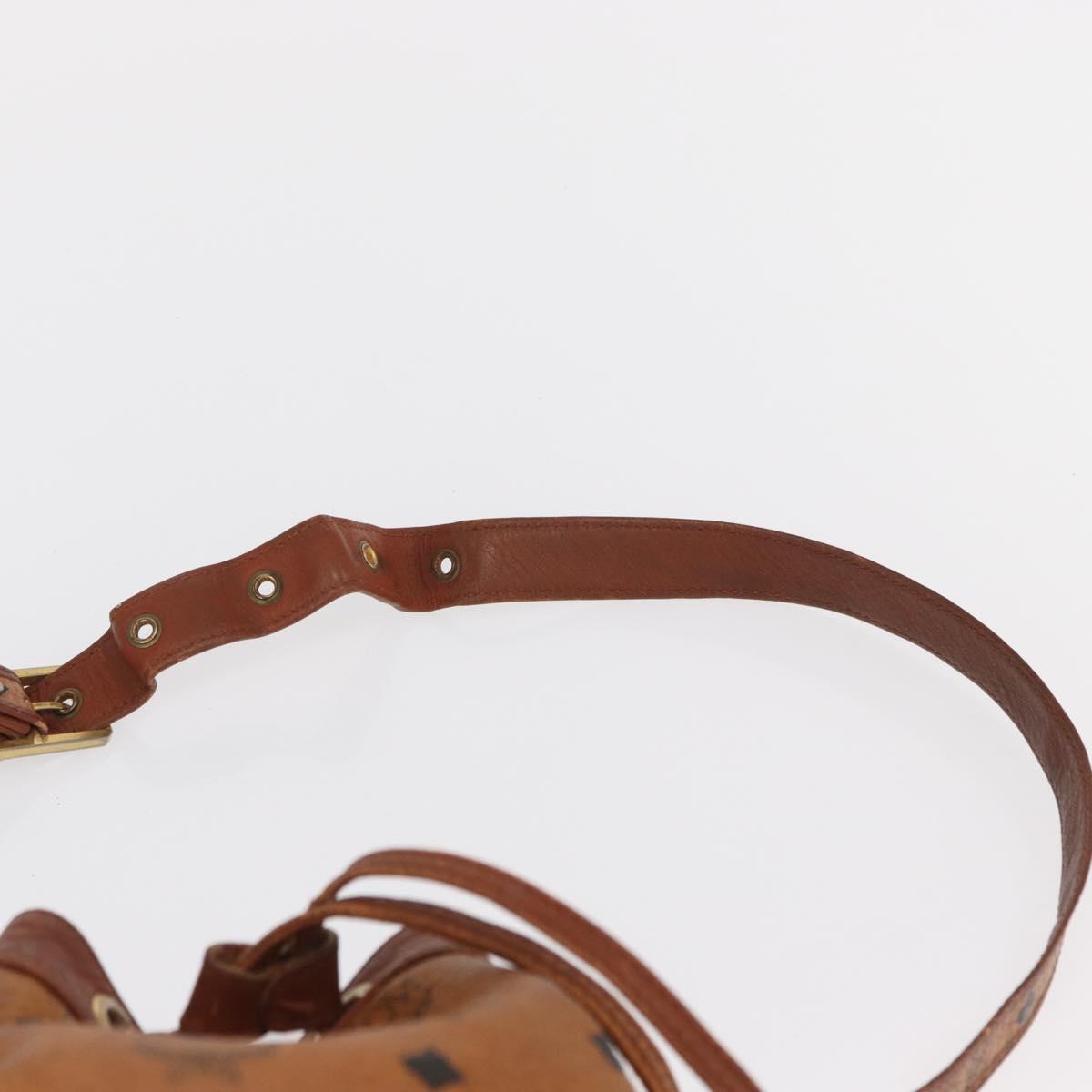 MCM Logogram Vicetos Shoulder Bag PVC Leather Brown Gold Auth 163640