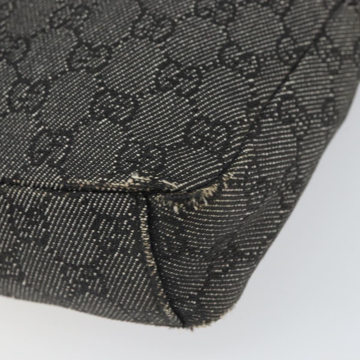 GUCCI GG Canvas Shoulder Bag Black Silver 35098 Auth 163650