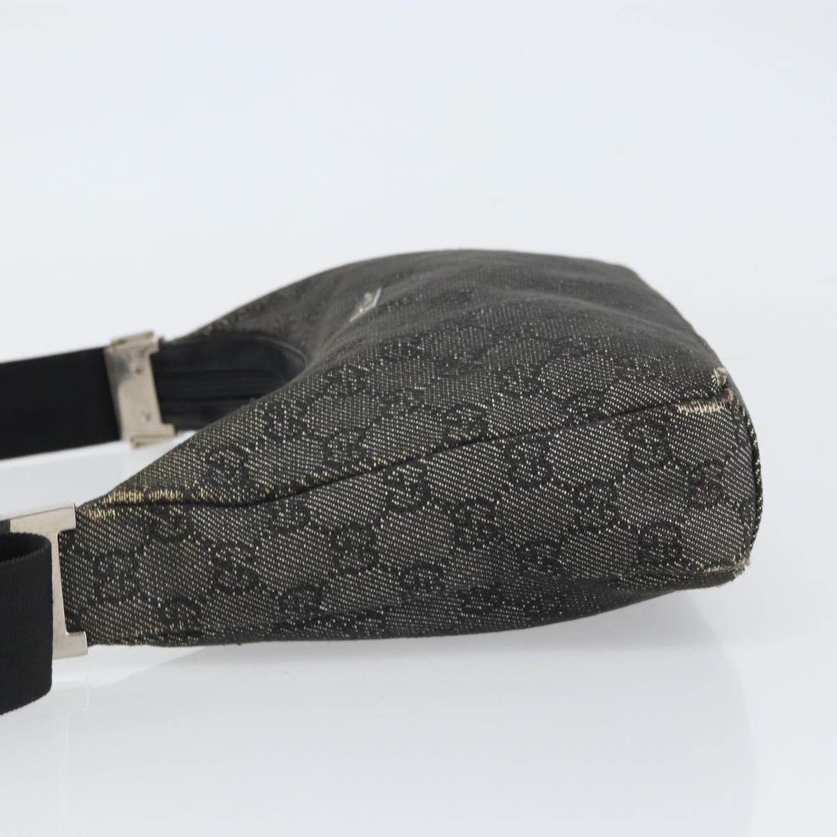 GUCCI GG Canvas Shoulder Bag Black Silver 35098 Auth 163650