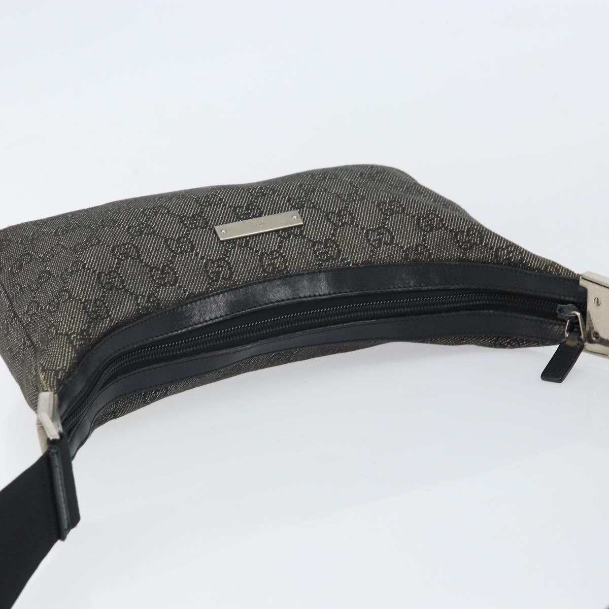 GUCCI GG Canvas Shoulder Bag Black Silver 35098 Auth 163650