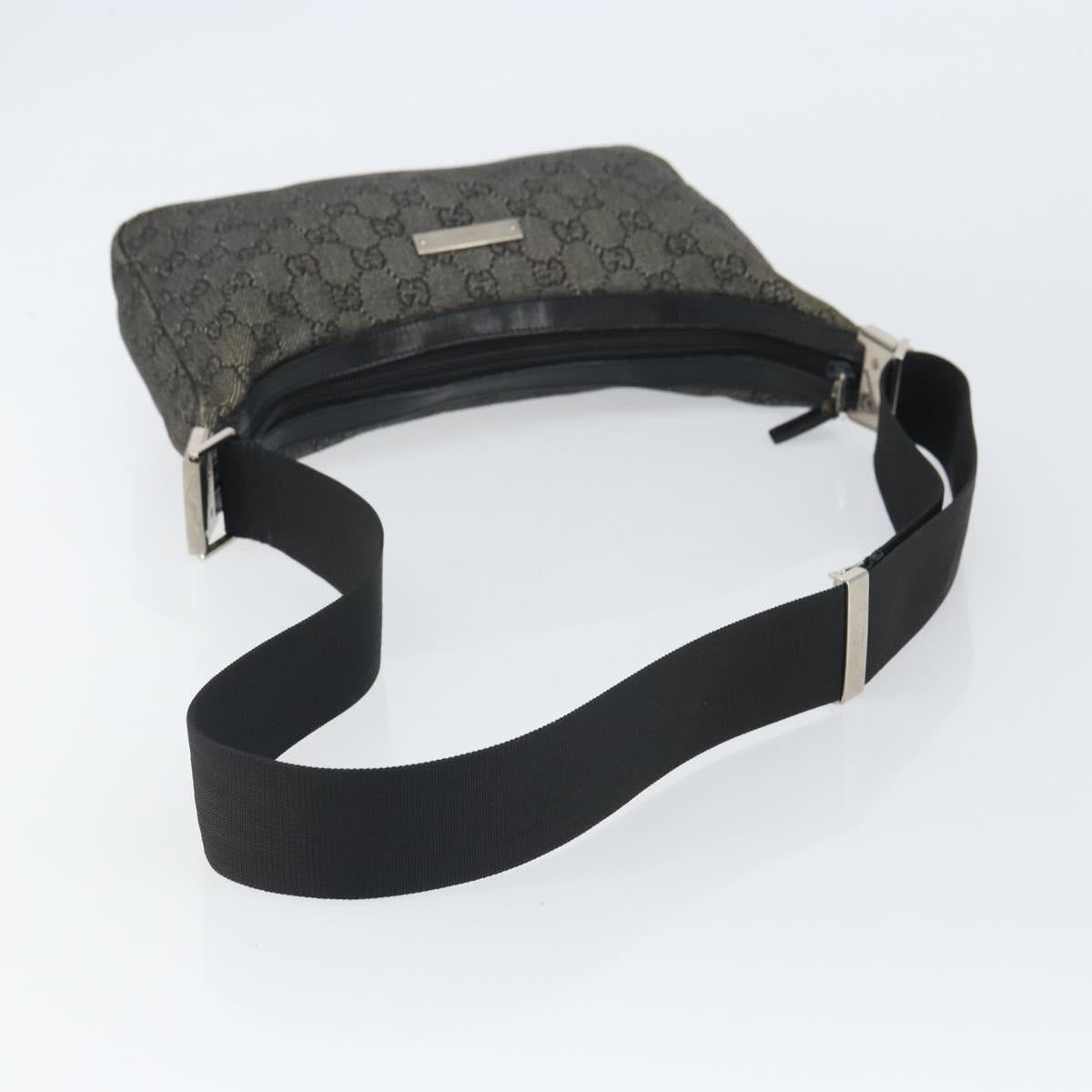 GUCCI GG Canvas Shoulder Bag Black Silver 35098 Auth 163650