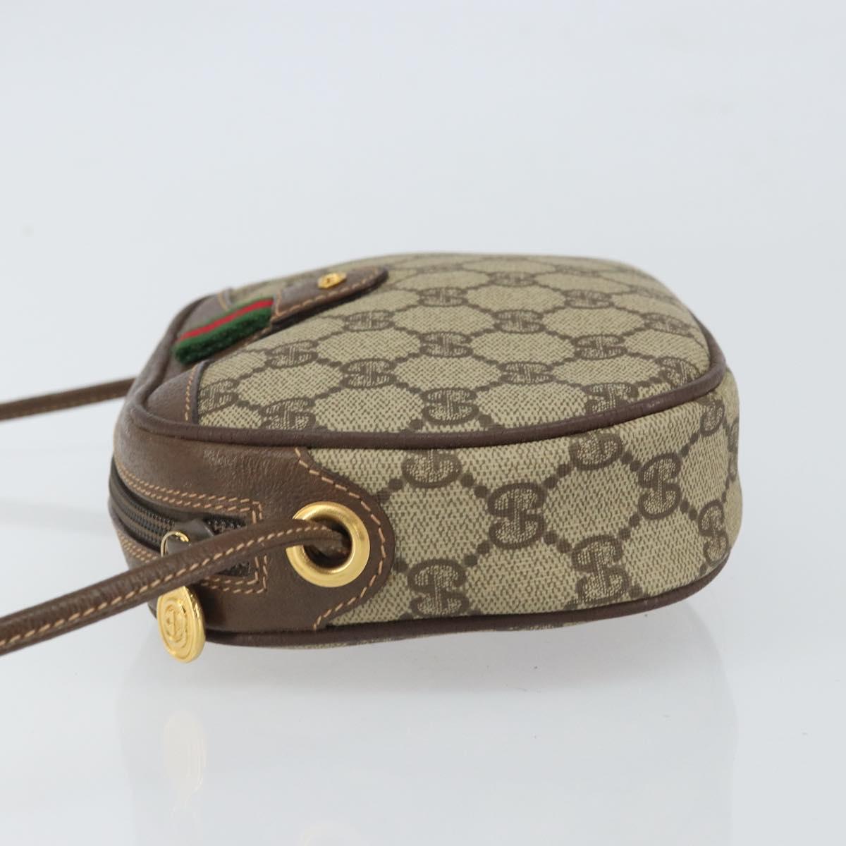 GUCCI GG Supreme Web Sherry Line Bag PVC Beige Gold 007 58 6112 1030 Auth 163653