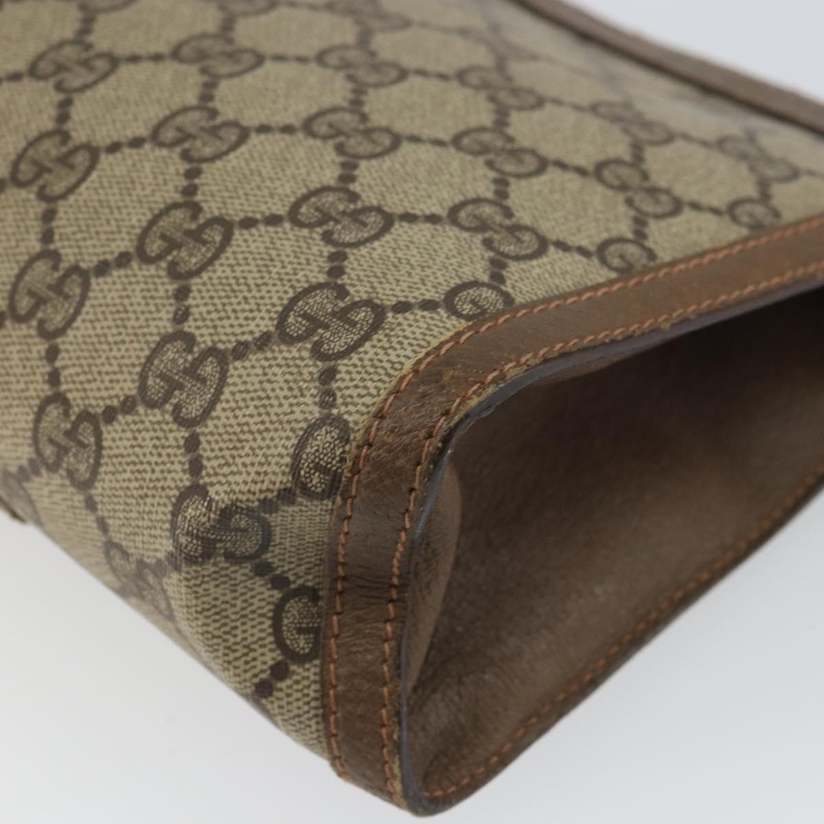 GUCCI GG Supreme Web Sherry Line Clutch Bag PVC Beige Gold 89 01 033 Auth 163659