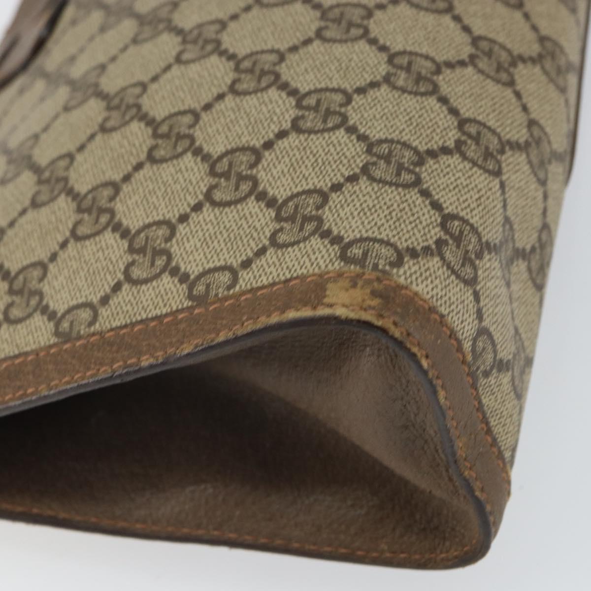 GUCCI GG Supreme Web Sherry Line Clutch Bag PVC Beige Gold 89 01 033 Auth 163659