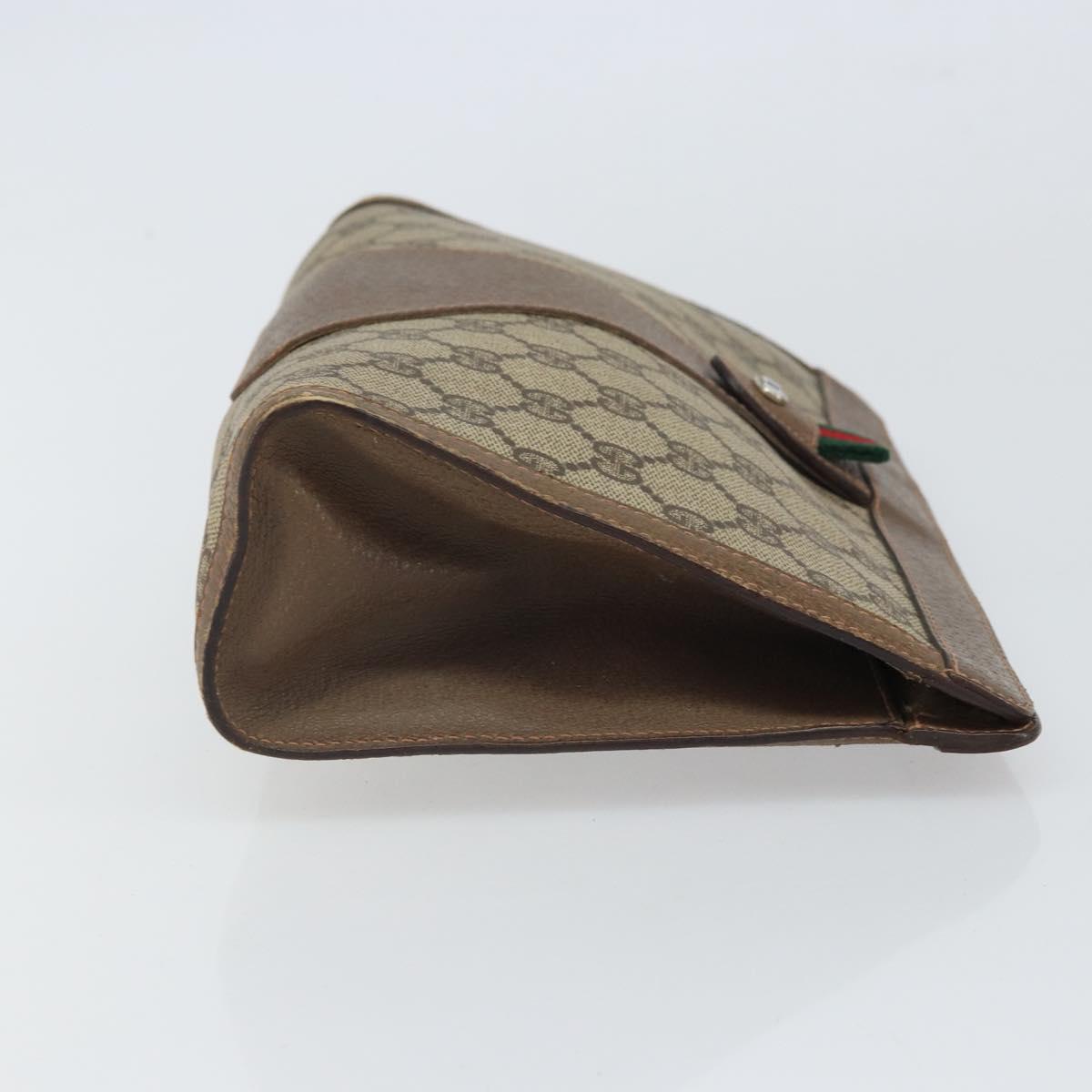 GUCCI GG Supreme Web Sherry Line Clutch Bag PVC Beige Gold 89 01 033 Auth 163659