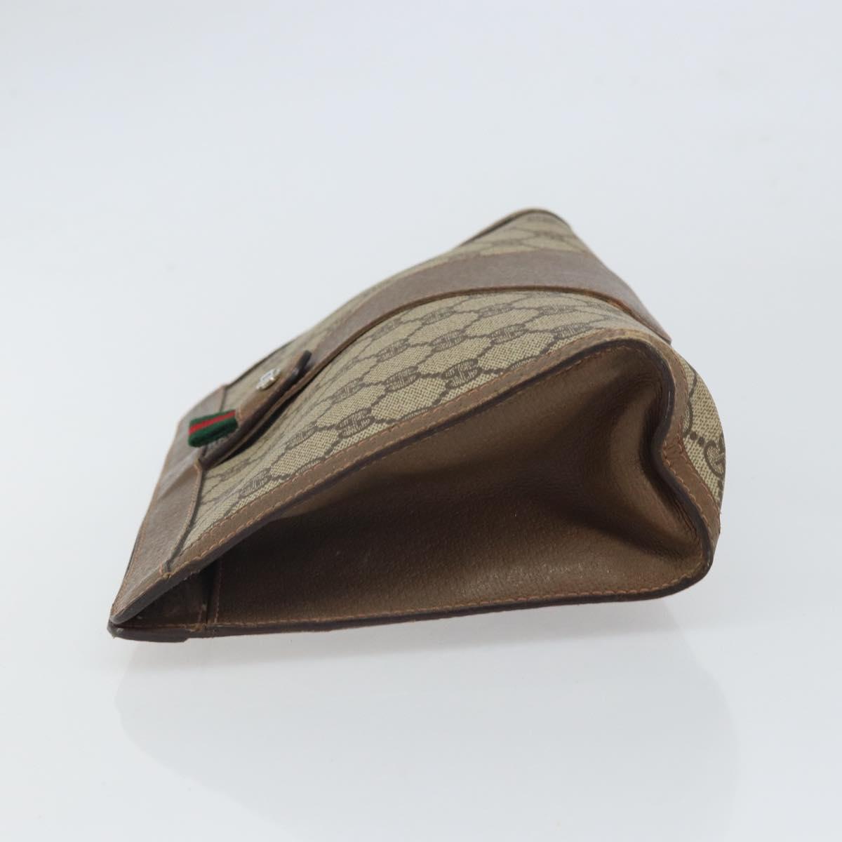 GUCCI GG Supreme Web Sherry Line Clutch Bag PVC Beige Gold 89 01 033 Auth 163659