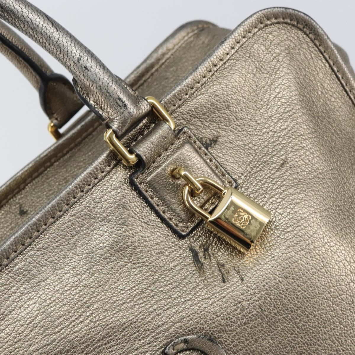 LOEWE Anagram Amazona 36 Hand Bag Leather Gold Auth 163663
