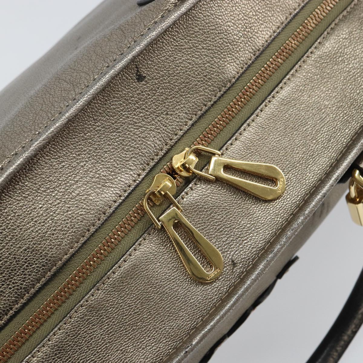 LOEWE Anagram Amazona 36 Hand Bag Leather Gold Auth 163663