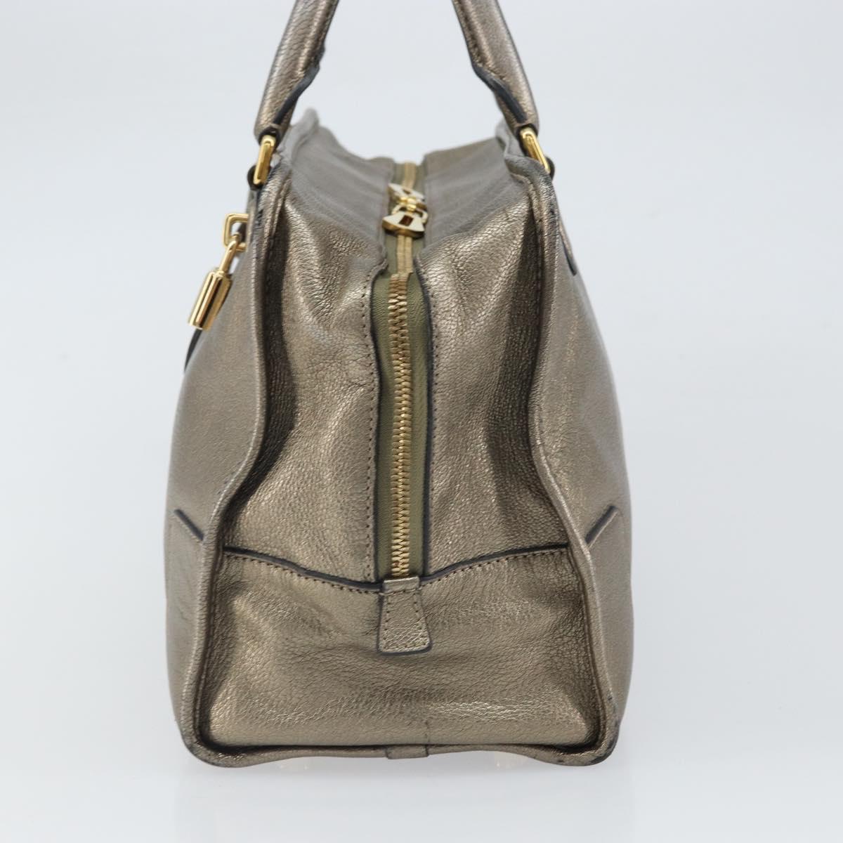 LOEWE Anagram Amazona 36 Hand Bag Leather Gold Auth 163663