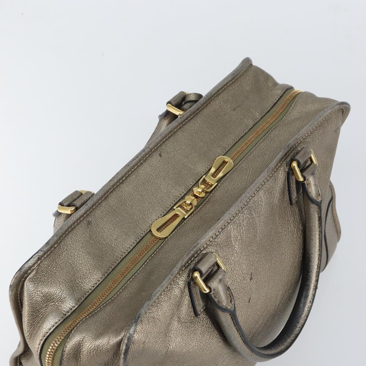 LOEWE Anagram Amazona 36 Hand Bag Leather Gold Auth 163663