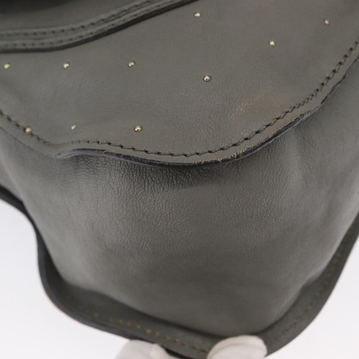 Chloe Mercy Hand Bag Leather Gray Gold Auth 163667