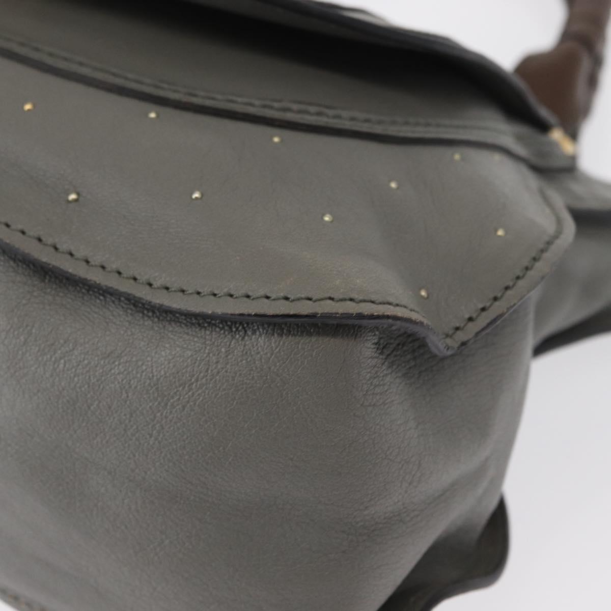Chloe Mercy Hand Bag Leather Gray Gold Auth 163667