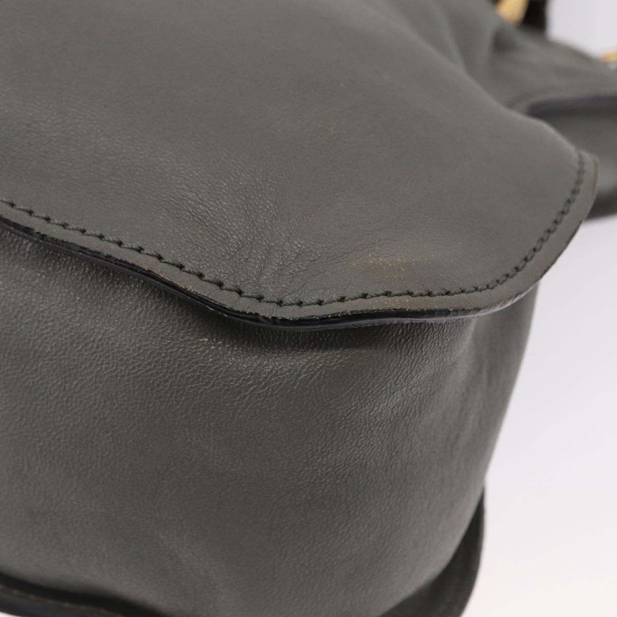 Chloe Mercy Hand Bag Leather Gray Gold Auth 163667