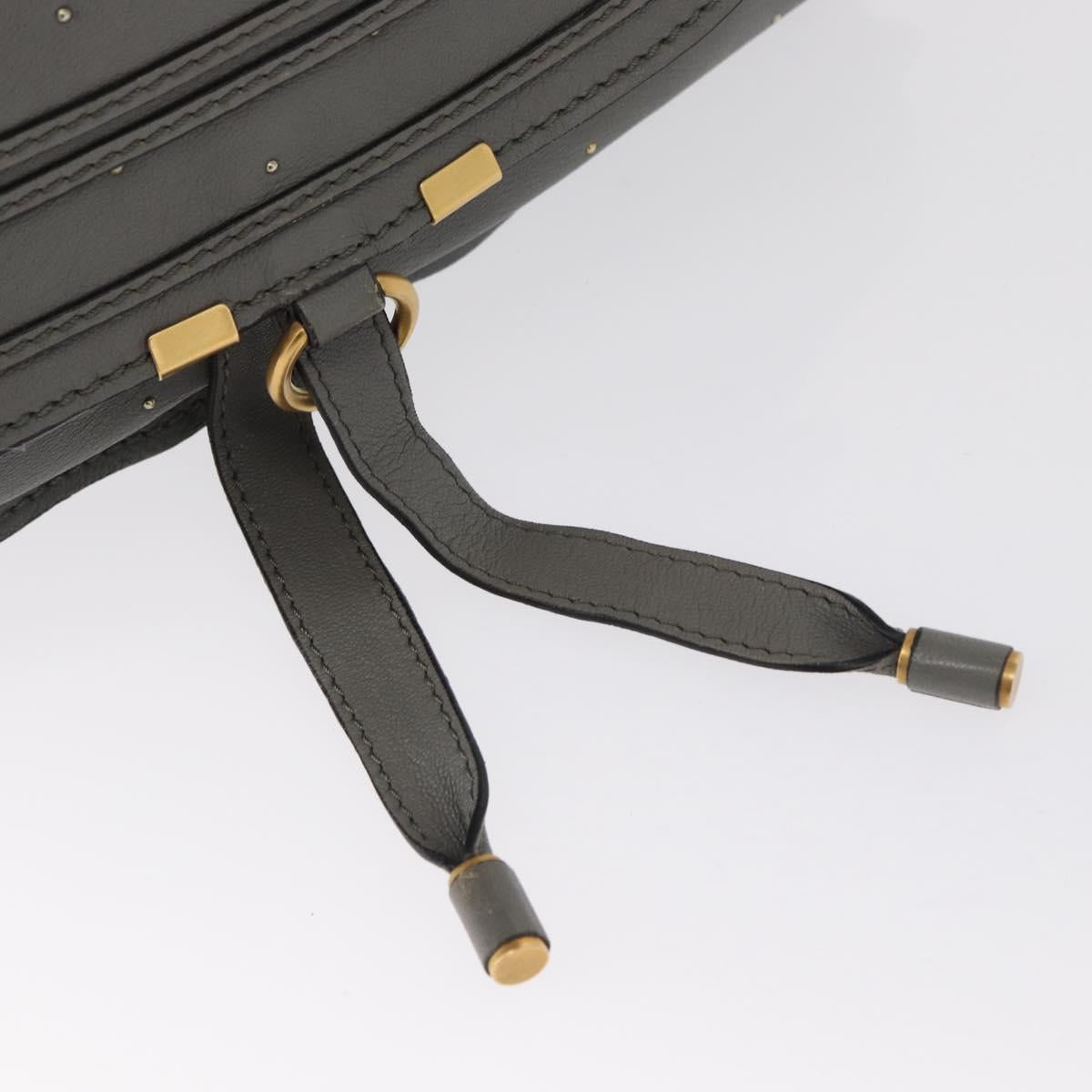Chloe Mercy Hand Bag Leather Gray Gold Auth 163667