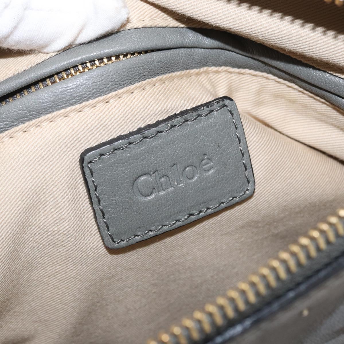 Chloe Mercy Hand Bag Leather Gray Gold Auth 163667