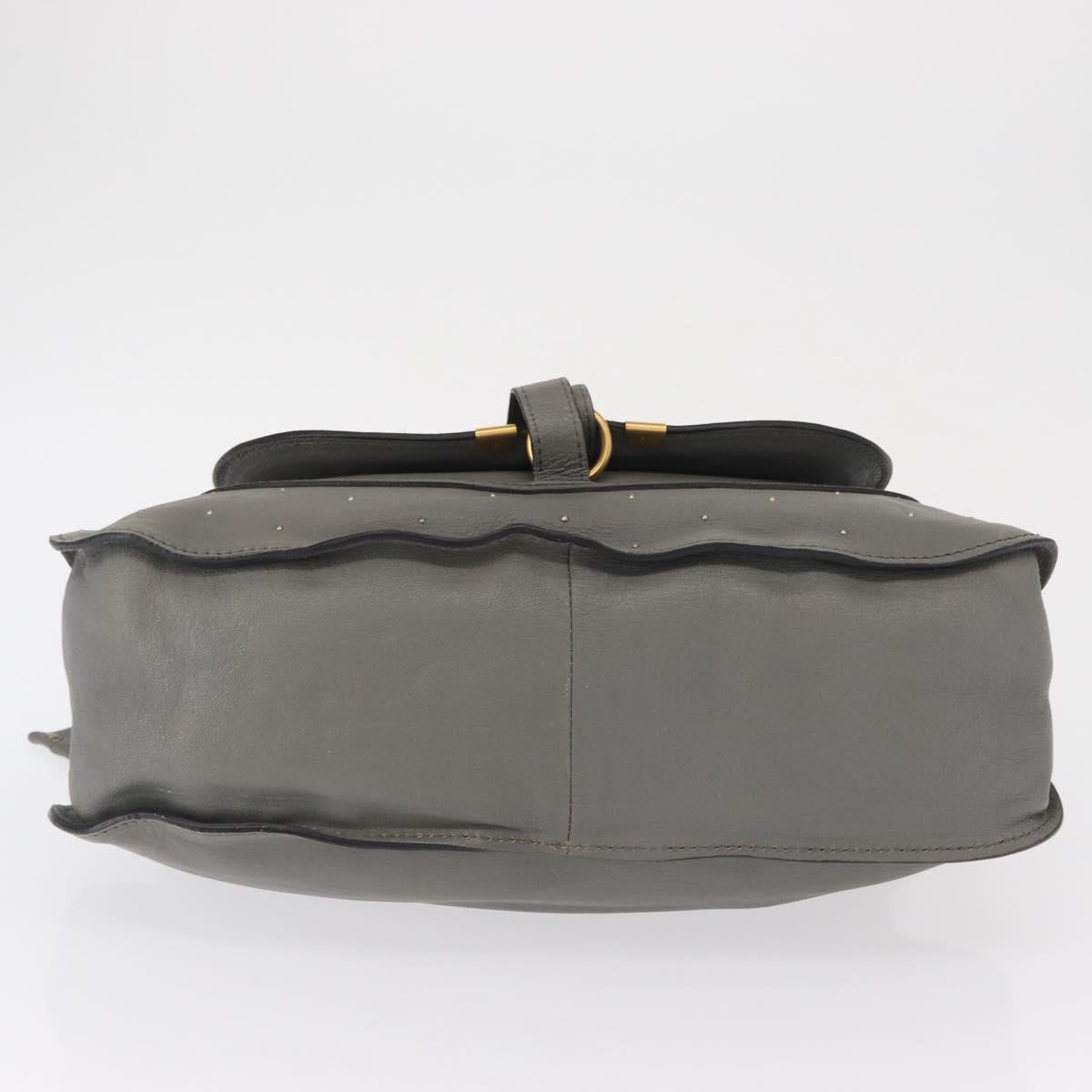Chloe Mercy Hand Bag Leather Gray Gold Auth 163667