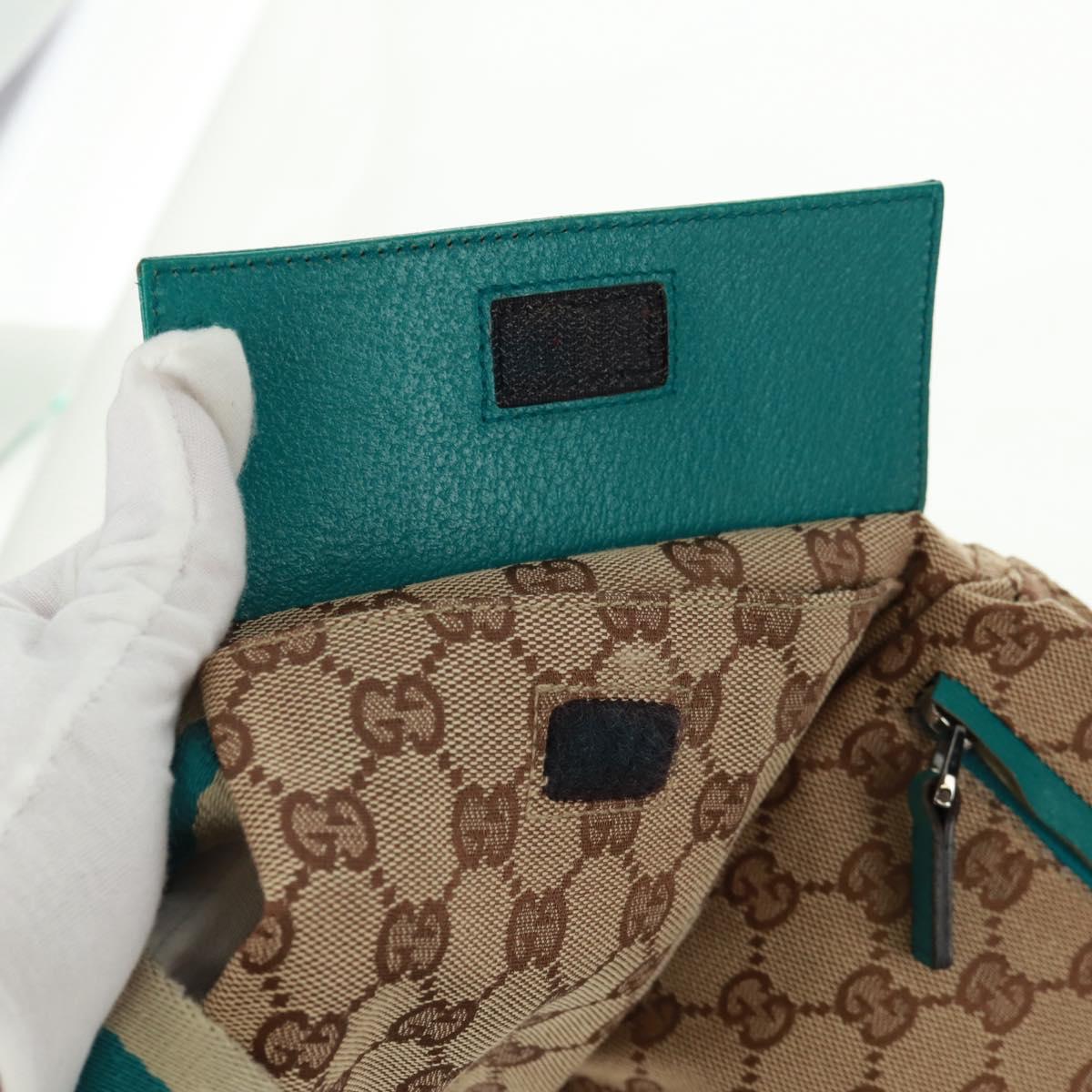 GUCCI GG Canvas Sherry Line Waist bag Beige Silver 28566 Auth 163674
