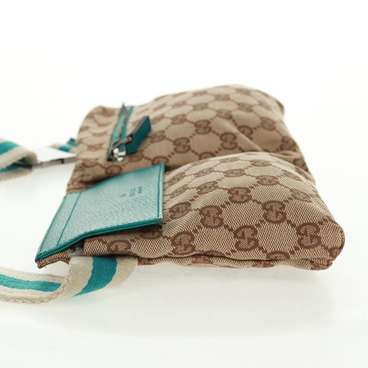 GUCCI GG Canvas Sherry Line Waist bag Beige Silver 28566 Auth 163674