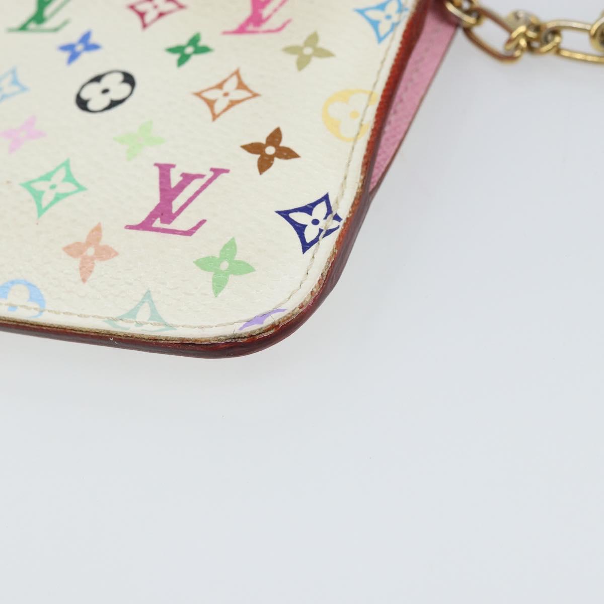 LOUIS VUITTON Multicolor Pochette Cles NM Coin Purse White M93734 LV Auth 163711