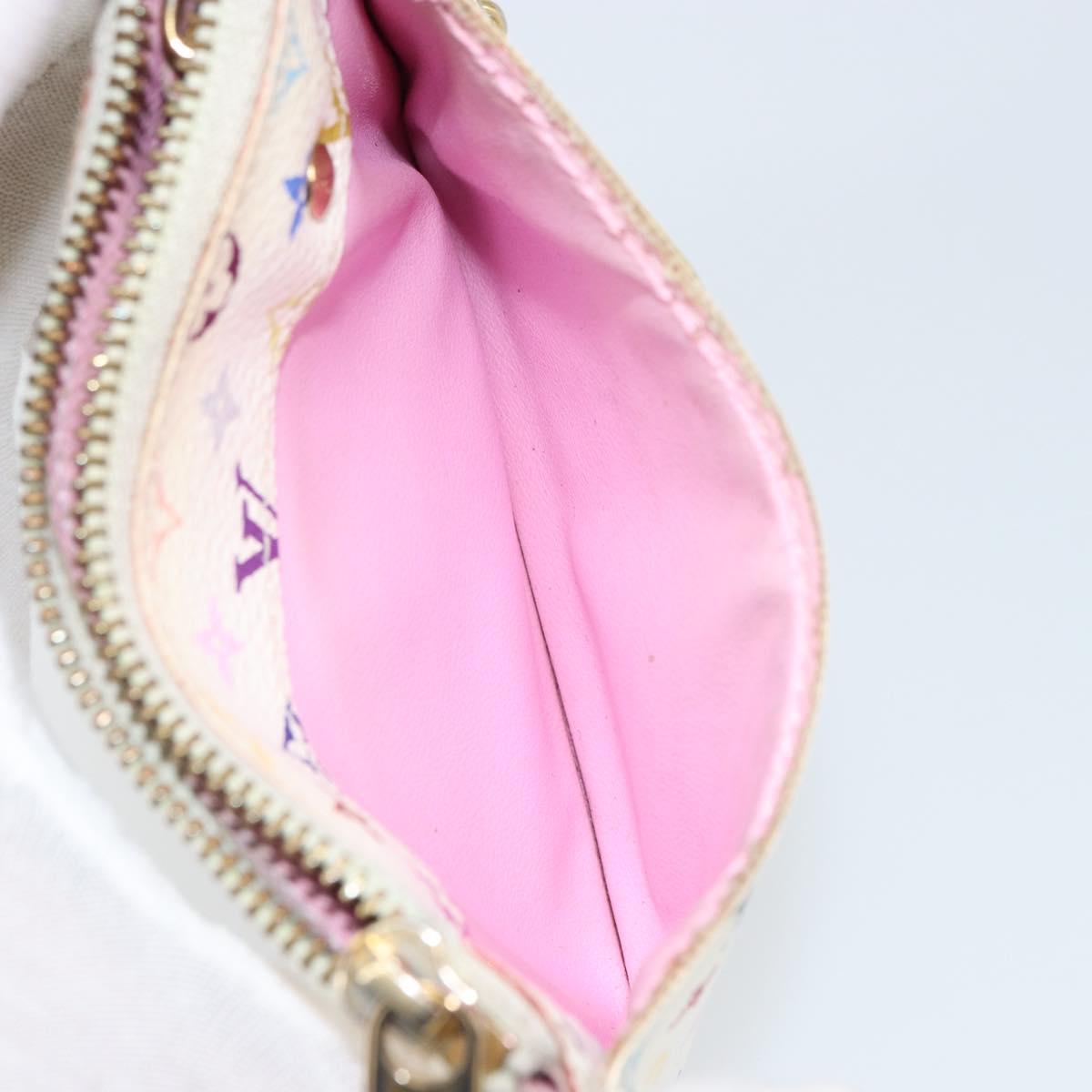 LOUIS VUITTON Multicolor Pochette Cles NM Coin Purse White M93734 LV Auth 163711