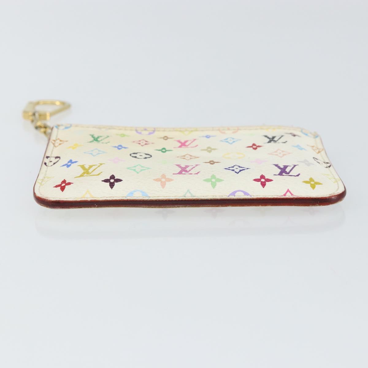 LOUIS VUITTON Multicolor Pochette Cles NM Coin Purse White M93734 LV Auth 163711