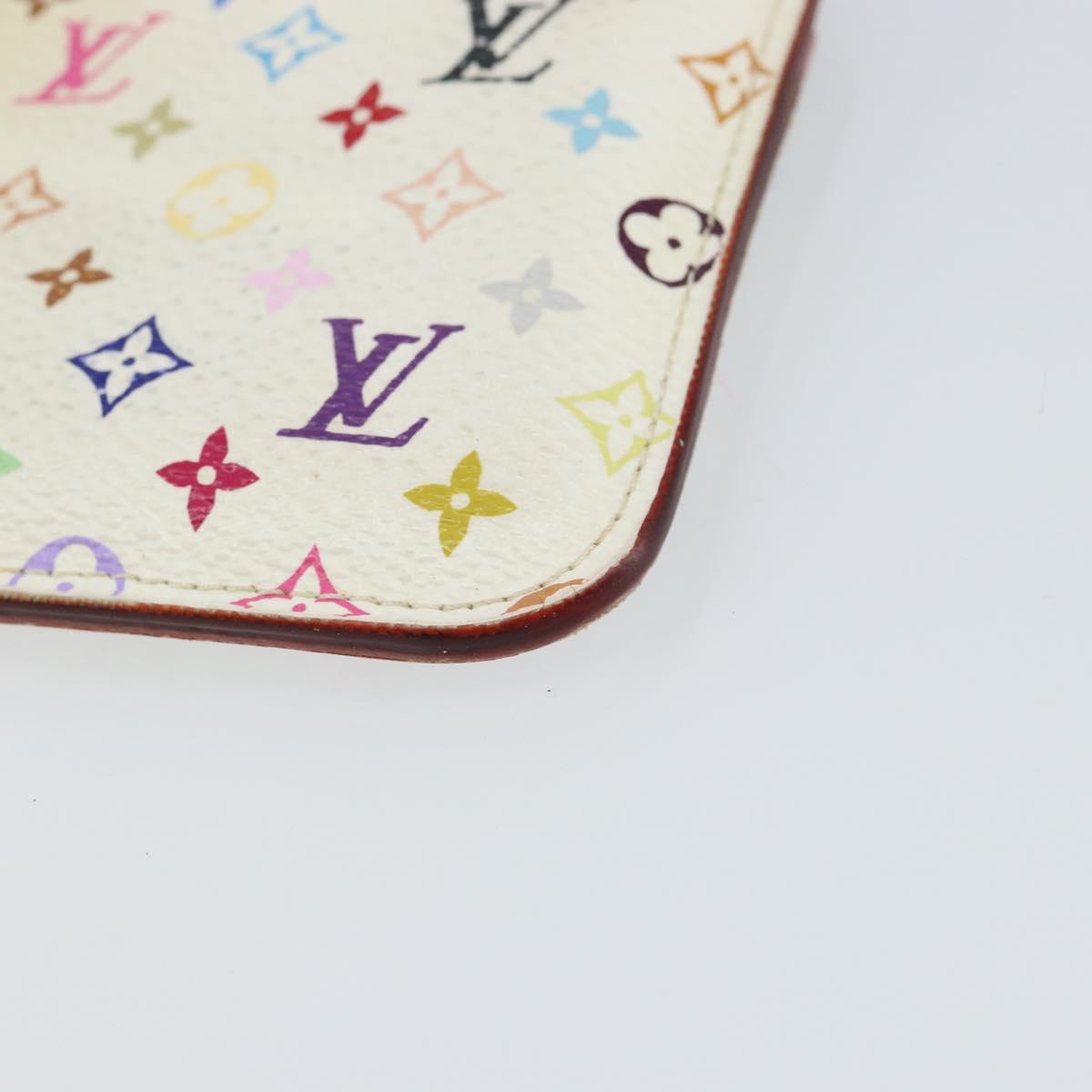 LOUIS VUITTON Multicolor Pochette Cles NM Coin Purse White M93734 LV Auth 163711