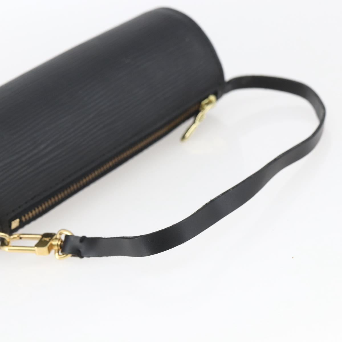 LOUIS VUITTON Epi Soufflot Pouch Pouch Black LV Auth 163718