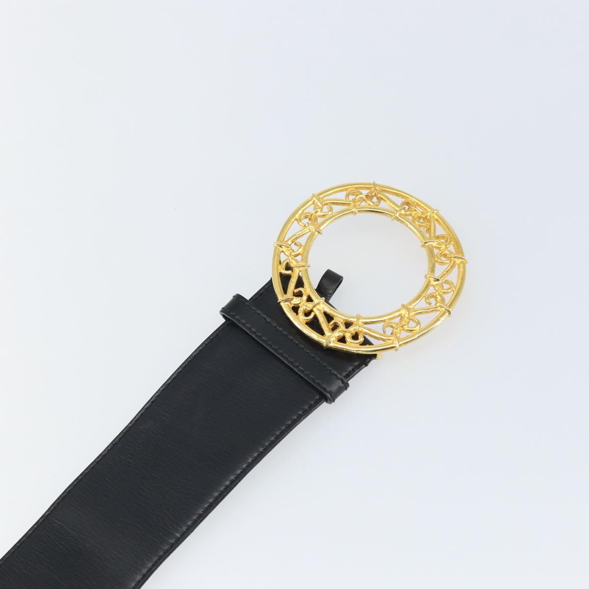 CELINE Belt Leather 31.5"" Black Gold Auth 163730V